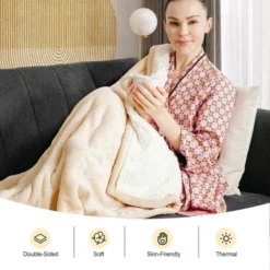 Tangkula Electric Blanket Heated Throw, Flannel Double Side Heating Blanket 50"x60" W/ 5 Heating Levels, Washable Cover White -Bedding Discount Store GUEST 6cf2aee0 c0da 482e 8e81 9a245b4d7168