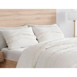 Sweet Jojo Designs Throw Pillow Covers Boho Fringe Ivory 2pc