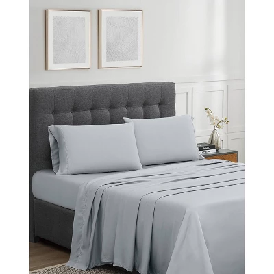 Badgley Mischka Standard 300TC Tencel Pillowcase Pair Light Gray: Cotton Blend, Faux Silk Texture, Envelope Closure 1 Badgley Mischka Standard 300TC Tencel Pillowcase Pair Light Gray: Cotton Blend, Faux Silk Texture, Envelope Closure