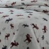 Plaid Moose Cotton Flannel Printed 3pc Oversized Duvet Set - Tribeca Living