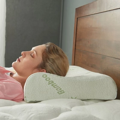 Cheer Collection Contoured Latex Memory Foam Pillow With Washable Cover - White (24" X 16" X 4") 1 Cheer Collection Contoured Latex Memory Foam Pillow With Washable Cover - White (24" X 16" X 4")