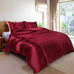 PiccoCasa Silk Satin Solid Reversible Bed Duvet Cover Set 3 Pcs -Bedding Discount Store GUEST 75214452 0600 413f a8e8 046697ed9e9d