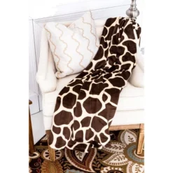 Home Mart Goods Twin Size Super Soft Micro Plush Flannel Bed Giraffe Skin Print Blanket