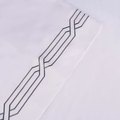 Luxury 1200 Thread Count Premium Cotton Geometric Scroll Embroidered 4 Piece Bed Sheet Set By Blue Nile Mills 2 Luxury 1200 Thread Count Premium Cotton Geometric Scroll Embroidered 4 Piece Bed Sheet Set By Blue Nile Mills - Image 2