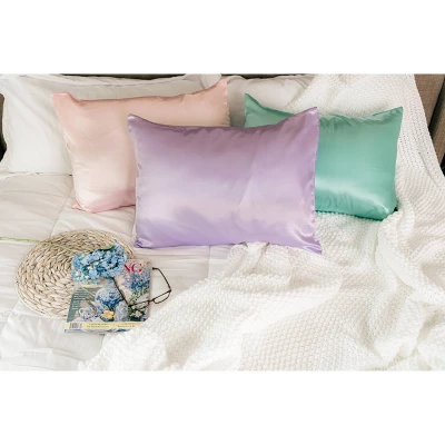 Morning Glamour Standard Satin Solid Pillowcase Aqua 2 Morning Glamour Standard Satin Solid Pillowcase Aqua - Image 2