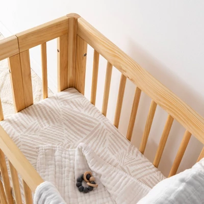 Babyletto Oat Stripe Muslin All-Stages Bassinet Sheet 1 Babyletto Oat Stripe Muslin All-Stages Bassinet Sheet