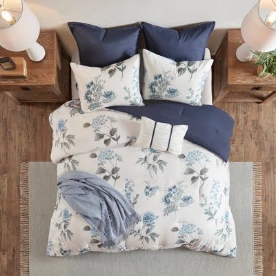 Benita 7pc Printed Seersucker Comforter Set Blue 2 Benita 7pc Printed Seersucker Comforter Set Blue - Image 2