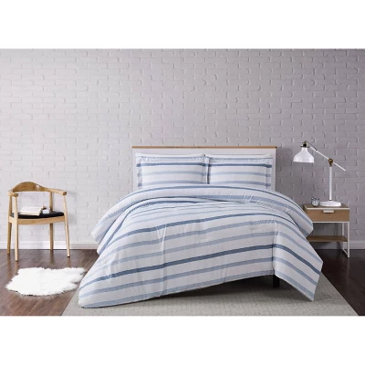 Waffle Stripe Quilt Set Blue/White - Truly Soft 2 Waffle Stripe Quilt Set Blue/White - Truly Soft - Image 2