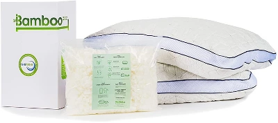 BAMBOOzzz Bed Pillow 2 Pack - Soft Adjustable Cross Cut Shredded Memory Foam For All Sleeping Types-Cooling Rayon Bamboo Washable Hypoallergenic Cover 5 BAMBOOzzz Bed Pillow 2 Pack - Soft Adjustable Cross Cut Shredded Memory Foam For All Sleeping Types-Cooling Rayon Bamboo Washable Hypoallergenic Cover - Image 5