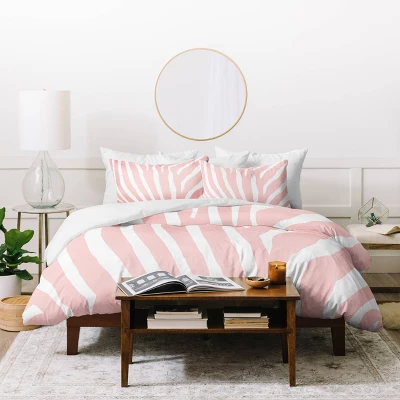 Natalie Baca Zebra Stripes Rose Quartz Duvet Set 1 Natalie Baca Zebra Stripes Rose Quartz Duvet Set