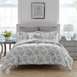 Laura Ashley Annalise Floral 100% Cotton Duvet Cover Bonus Set Gray -Bedding Discount Store GUEST 8b5d26c9 d7b0 44a4 8a63 9063610e3fa2