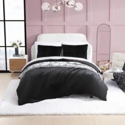 Solid Faux Fur 100% Polyester Duvet Set Black - Betseyville -Bedding Discount Store GUEST 8bcd40d6 4a6e 4233 aa49 5ad94a55c113