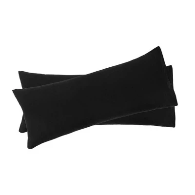 2 Pcs 20"x48" 1800 Series Soft Brushed Microfiber Pillow Cover Black - PiccoCasa 1 2 Pcs 20"x48" 1800 Series Soft Brushed Microfiber Pillow Cover Black - PiccoCasa