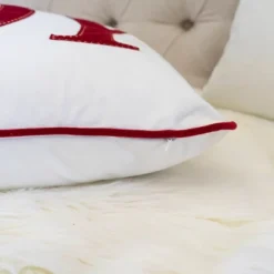 Kumasinova 14" Rectangle Embroidered Christmas Bed Pillows,Velvet Couch Pillows With Green Holiday Decor,Decorative Pillows For Bed And Sofa,White+Red -Bedding Discount Store GUEST 8fb2219a 969f 4956 a869 7ec775326e5f