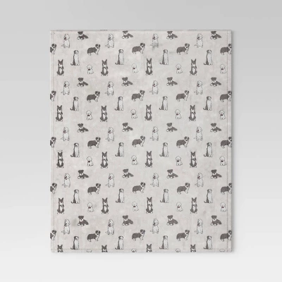 Novelty Recycled Printed Dogs Plush Throw Blanket Beige 2 Novelty Recycled Printed Dogs Plush Throw Blanket Beige - Image 2