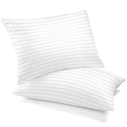 Lux Decor Collection Cotton Bed Pillows Set Of 2 Grey Stripes, White -Bedding Discount Store GUEST 90dc5e53 9d03 4ccd a5f6 2fca1783bf9e