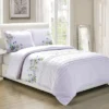 Classic Spring Blooms Colorful Floral Embroidered 200-Thread Count Cotton Modern And Transitional 3-Piece Duvet Cover Set By Blue Nile Mills
