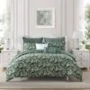 Laura Ashley 7pc Bramble Floral 100% Cotton Comforter Sham Bonus Set Green