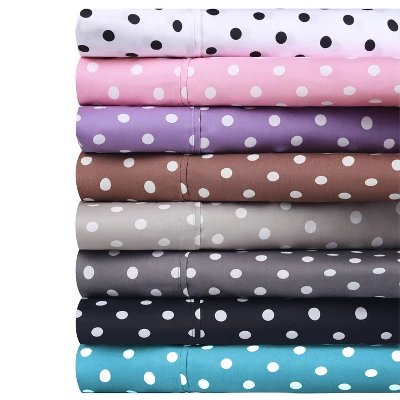 Polka Dot Cotton Blend Deep Pocket Bed Sheet Set By Blue Nile Mills 6 Polka Dot Cotton Blend Deep Pocket Bed Sheet Set By Blue Nile Mills - Image 6