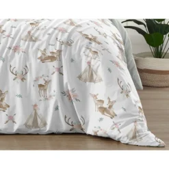 Sweet Jojo Designs Full/Queen Comforter Bedding Set Deer Floral White Taupe And Pink 3pc -Bedding Discount Store GUEST 9bffa28c e798 4404 a7b6 a0184caf1aa7