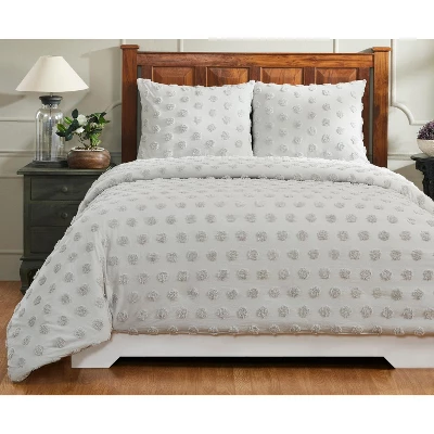 King Athenia Comforter 100% Cotton Tufted Chenille Comforter Set Gray - Better Trends 2 King Athenia Comforter 100% Cotton Tufted Chenille Comforter Set Gray - Better Trends - Image 2