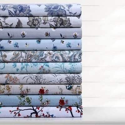 Leilani Floral Printed Flannel Oversized Duvet Cover Set - Tribeca Living 2 Leilani Floral Printed Flannel Oversized Duvet Cover Set - Tribeca Living - Image 2