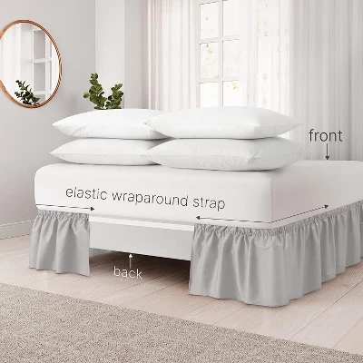 Ruffled Elastic Wrap Around Bedskirt 15 Inch Drop - CGK Linens 2 Ruffled Elastic Wrap Around Bedskirt 15 Inch Drop - CGK Linens - Image 2