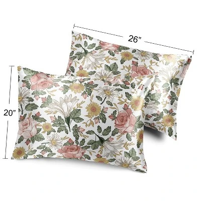 Sweet Jojo Designs Decorative Satin Pillowcases Vintage Floral Pink Green 2pc 3 Sweet Jojo Designs Decorative Satin Pillowcases Vintage Floral Pink Green 2pc - Image 3