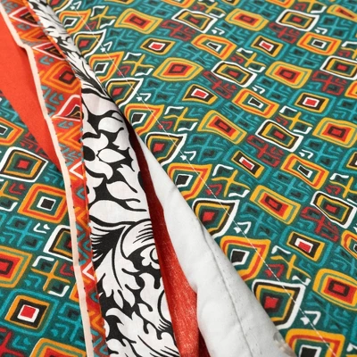 Lush Décor Boho Stripe Reversible Cotton Duvet Cover Set Turquoise/Tangerine 6 Lush Décor Boho Stripe Reversible Cotton Duvet Cover Set Turquoise/Tangerine - Image 6