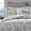 Laura Ashley Annalise Floral 100% Cotton Duvet Cover Bonus Set Gray