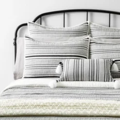 Textured Stripe Pillow Sham Dark Gray/Cream - Hearth & Hand With Magnolia 7 Textured Stripe Pillow Sham Dark Gray/Cream - Hearth & Hand With Magnolia -Bedding Discount Store GUEST a0f8fe96 7ab4 46c3 ad09 b2250acbb400