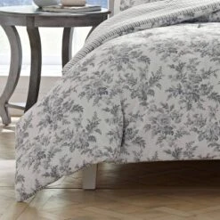 Laura Ashley Annalise Floral 100% Cotton Duvet Cover Bonus Set Gray -Bedding Discount Store GUEST a2dd3757 463b 473a bfc6 81553b07fd1a