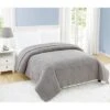 My World Twin XL Cloud Faux Shearling Blanket Gray: Cozy, All Ages, Machine Washable, Non-Woven Fabric