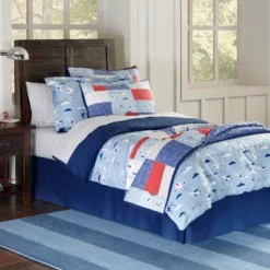 Lullaby Bedding Printed 100% Cotton Percale Comforter Set With Bed Skirt