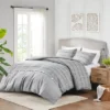 Madison Park 3pc Full/Queen Oakdale Faux Linen Jacquard Duvet Cover Set Gray
