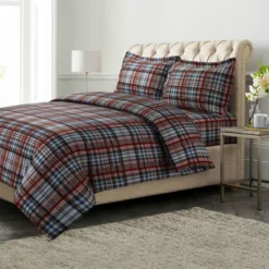 Brentwood Plaid Printed Flannel Oversized Duvet Cover Set - Azores Home