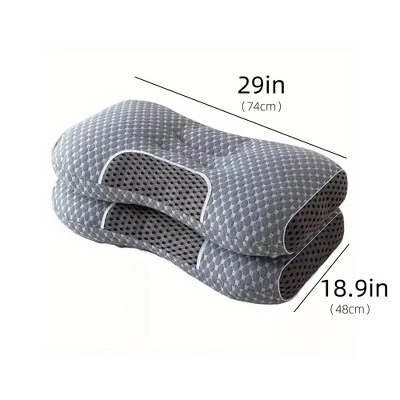 Gulches 2Pack 3D Knitted Cotton Massage Pillow - Grey, Butterfly-Shaped, Slow-Rebound Memory Foam, Orthopedic Cervical Support 4 Gulches 2Pack 3D Knitted Cotton Massage Pillow - Grey, Butterfly-Shaped, Slow-Rebound Memory Foam, Orthopedic Cervical Support - Image 4