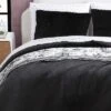 Solid Faux Fur 100% Polyester Duvet Set Black - Betseyville
