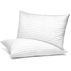 Lux Decor Collection Cotton Bed Pillows Set Of 2 Grey Stripes, White -Bedding Discount Store GUEST b275db4a a441 48ad bb29 020de1485438