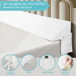 FONTOI Air Layer Wedge Pillow With Two Pockets, Multi-Functional Bed Pillow For Bedroom Bed Couch Sofa Floor, White, 10"*6"*40" -Bedding Discount Store GUEST b40f08da e757 4539 95e2 6a59633893ff