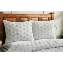 King Athenia Comforter 100% Cotton Tufted Chenille Comforter Set Gray - Better Trends