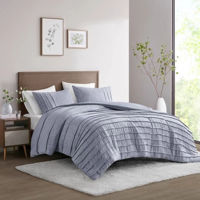 Beautyrest Maddox Striated Cationic Dyed Oversized Duvet Cover Set With Pleats 1 Beautyrest Maddox Striated Cationic Dyed Oversized Duvet Cover Set With Pleats