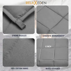 RELAX EDEN Adult Breathable Cotton Weighted Blanket With Removable Grey Duvet Cover, 60 X 80 Inch, 20 Pounds, Made W/Polyester And Glass Beads, Grey -Bedding Discount Store GUEST b9f4560e 283d 482a aa8b 865090d7b491
