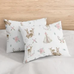 Sweet Jojo Designs Full/Queen Comforter Bedding Set Deer Floral White Taupe And Pink 3pc -Bedding Discount Store GUEST be6bd841 adc2 4a44 b313 35537c147fb8