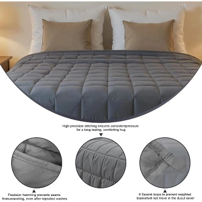 Gkyet Weighted Blanket(60" X 80",20lbs) Twin Size Soft Cooling Heavy Blanket Breathable With Glass Bead Perfect For 160-220 Lbs,Machine Washable Grey 5 Gkyet Weighted Blanket(60" X 80",20lbs) Twin Size Soft Cooling Heavy Blanket Breathable With Glass Bead Perfect For 160-220 Lbs,Machine Washable Grey - Image 5