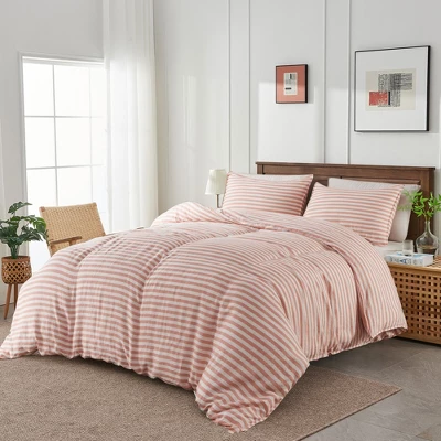 Peace Nest 100% Flax Linen Stripe Duvet Cover And Sham Set 1 Peace Nest 100% Flax Linen Stripe Duvet Cover And Sham Set
