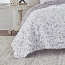 King Flora Quilt & Sham Set Gray - Laura Ashley -Bedding Discount Store GUEST c44644fe da29 4722 a023 343ac4df80b6