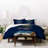 Stephanie Corfee Doodle Feather ColleCountion Duvet Queen Navy - Deny Designs
