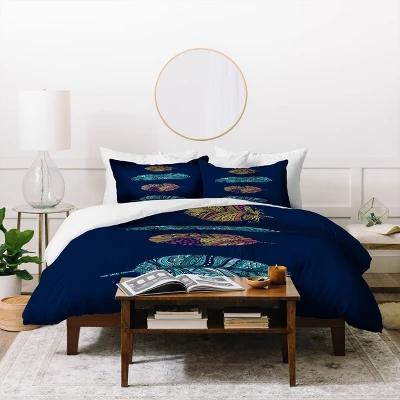 Stephanie Corfee Doodle Feather ColleCountion Duvet Queen Navy - Deny Designs 1 Stephanie Corfee Doodle Feather ColleCountion Duvet Queen Navy - Deny Designs