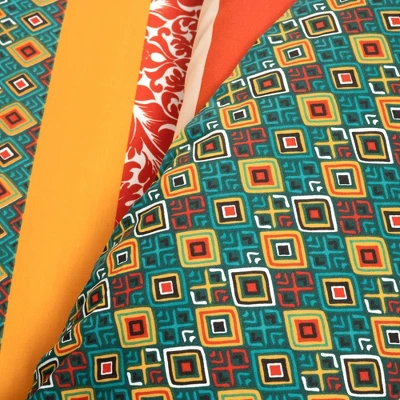 Lush Décor Boho Stripe Reversible Cotton Duvet Cover Set Turquoise/Tangerine 3 Lush Décor Boho Stripe Reversible Cotton Duvet Cover Set Turquoise/Tangerine - Image 3